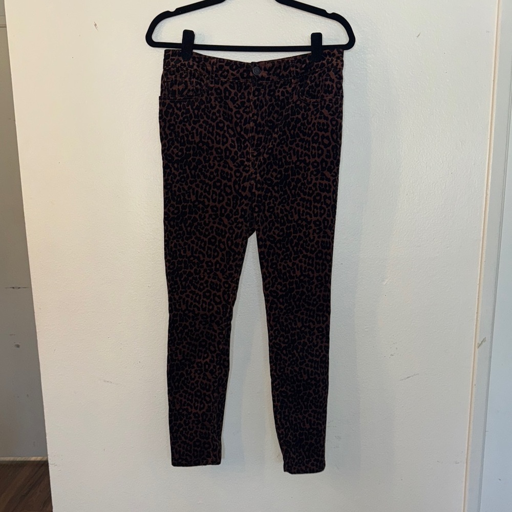 High waisted Corduroy Leopard Print Pants